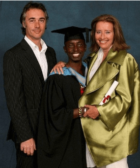 Tindyebwa Agaba Wise with his parents Emma and Greg